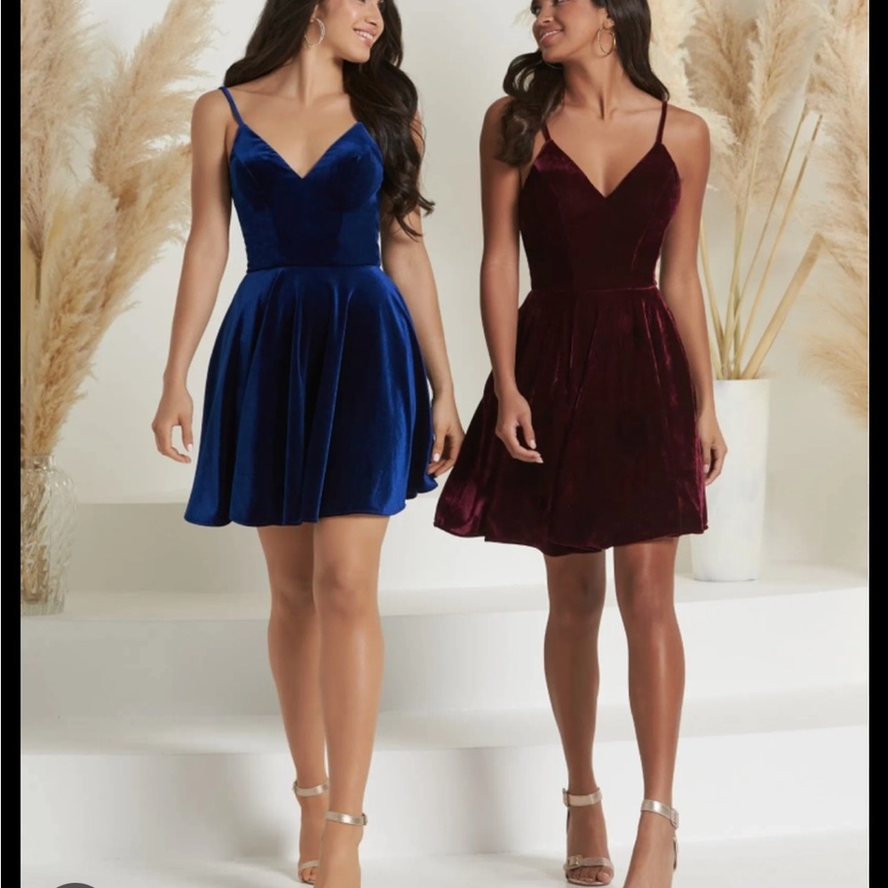 NAVY Velvet V-Neck Skater Dress